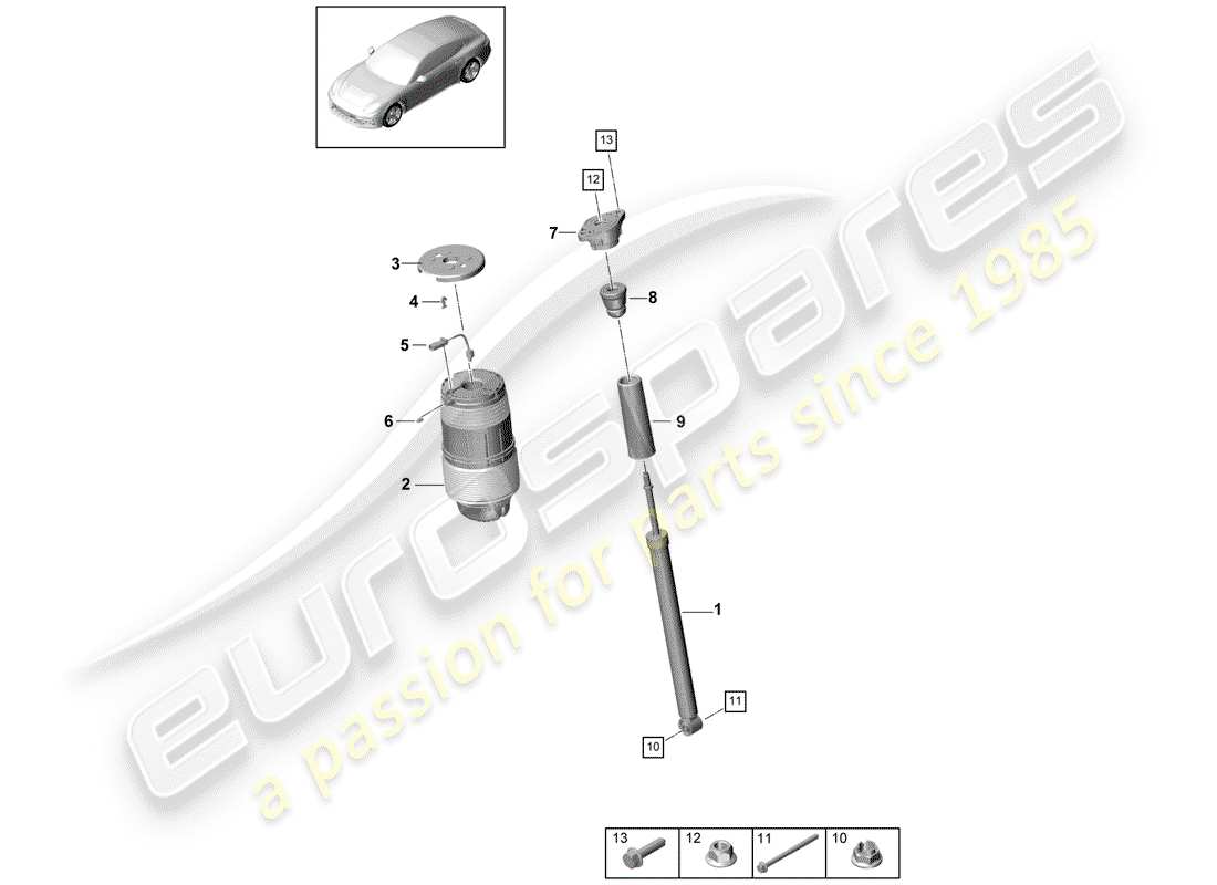 porsche panamera 971 (2020) air spring part diagram