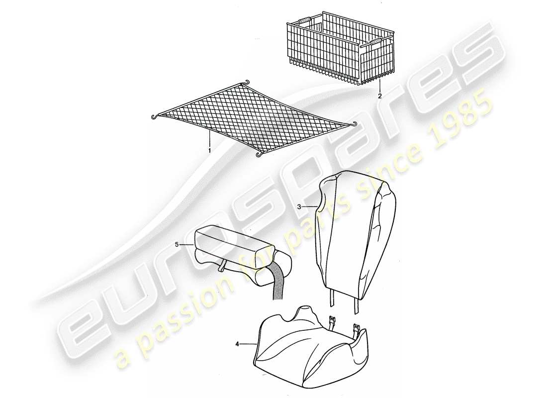 porsche 968 (1995) accessories - child seat part diagram