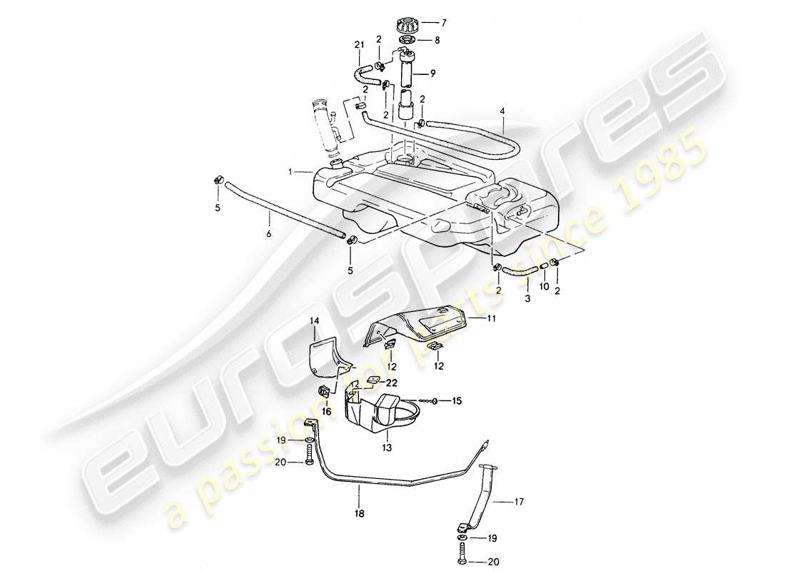 porsche 968 (1995) fuel tank part diagram