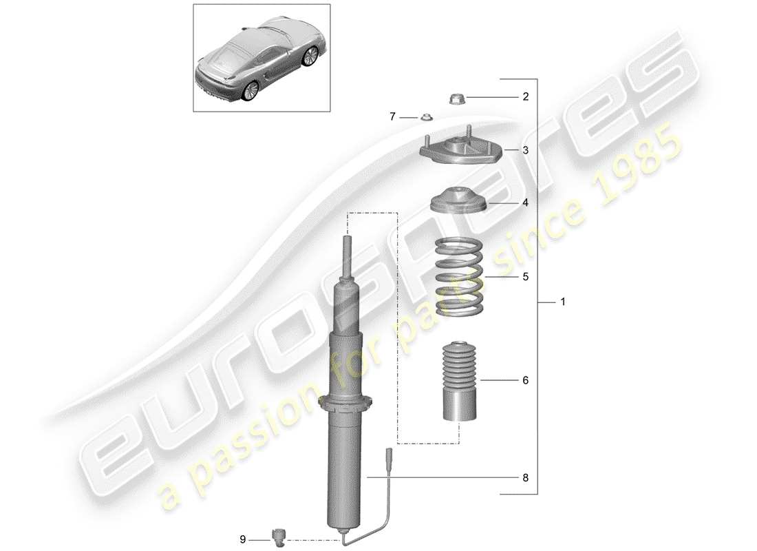 porsche cayman gt4 (2016) shock absorber part diagram