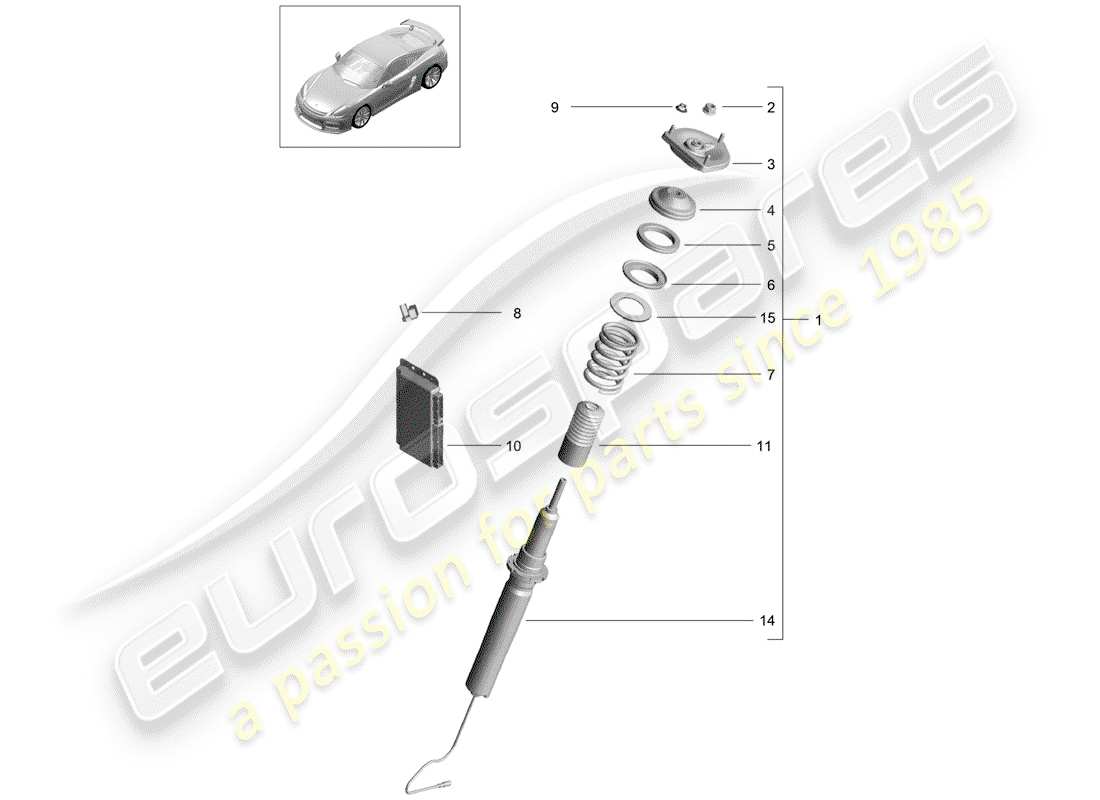 porsche cayman gt4 (2016) vibration damper part diagram