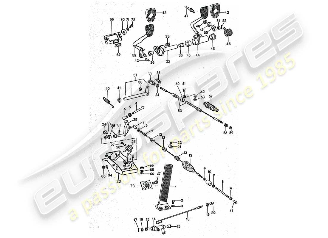 porsche 911 turbo (1977) pedals part diagram