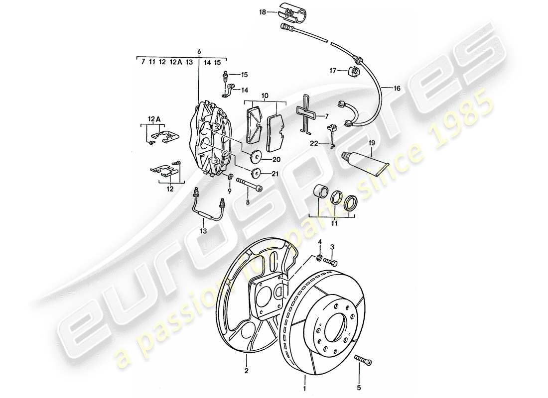 porsche 928 (1989) disc brakes - see technical information - gr.4 nr. 1/89 part diagram