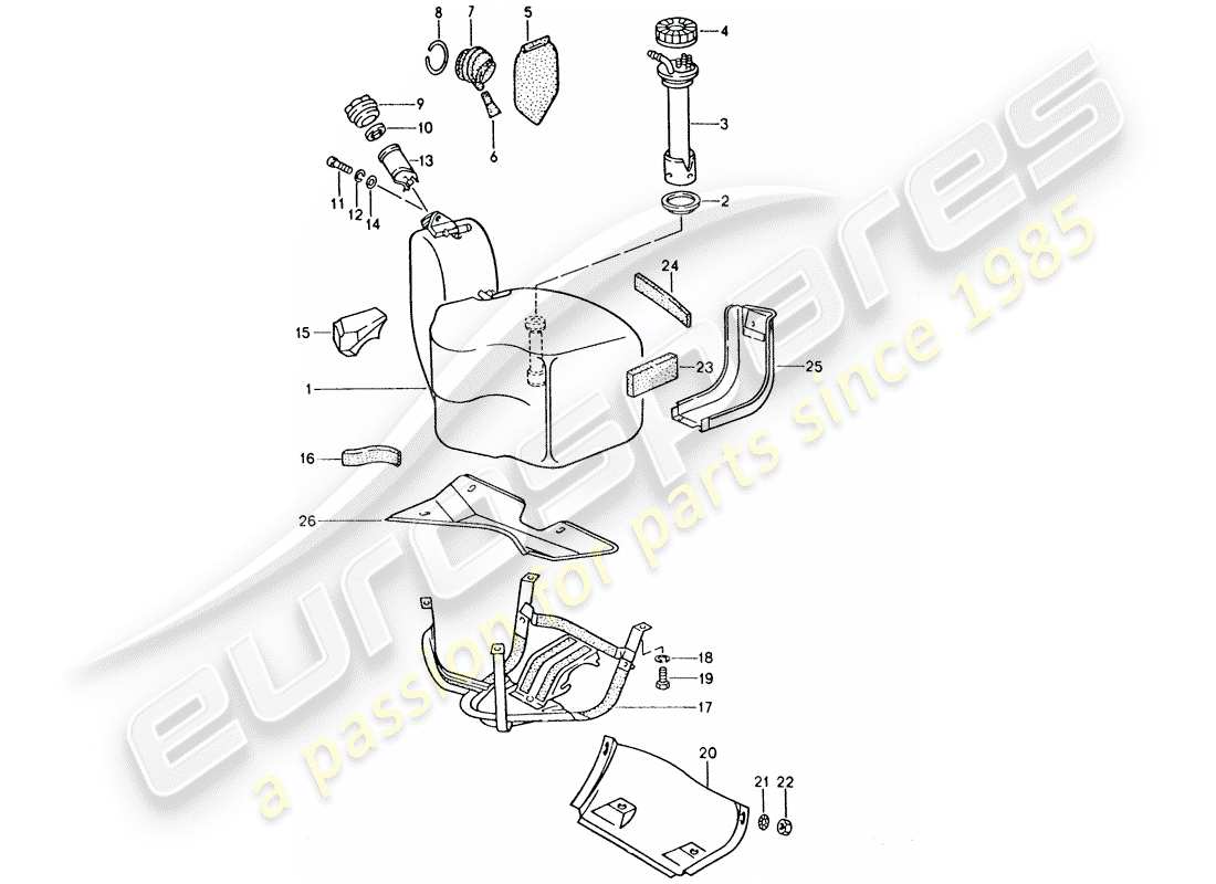 porsche 928 (1994) fuel tank part diagram