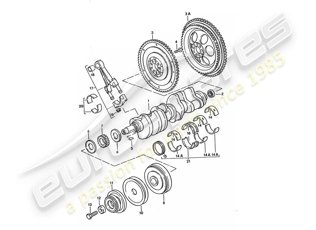 porsche 928 (1994) crankshaft - connecting rod part diagram