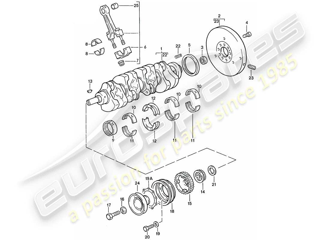 porsche 944 (1989) crankshaft - connecting rod part diagram