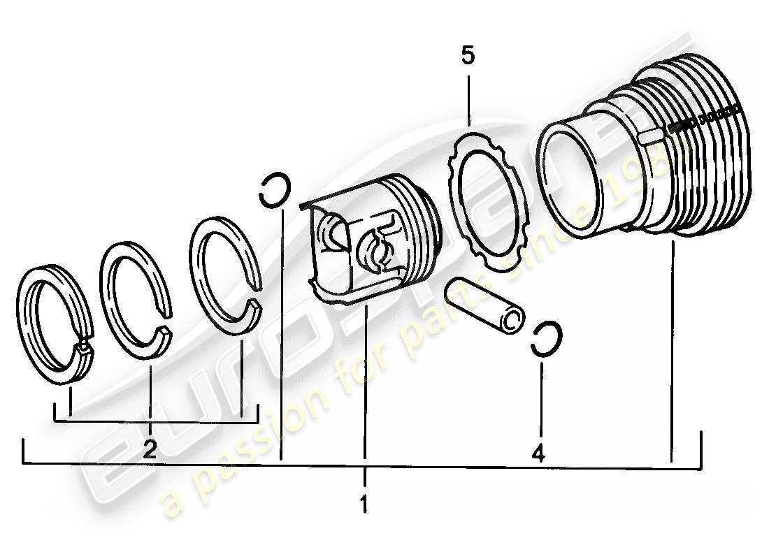 porsche 911 (1984) cylinder with pistons part diagram