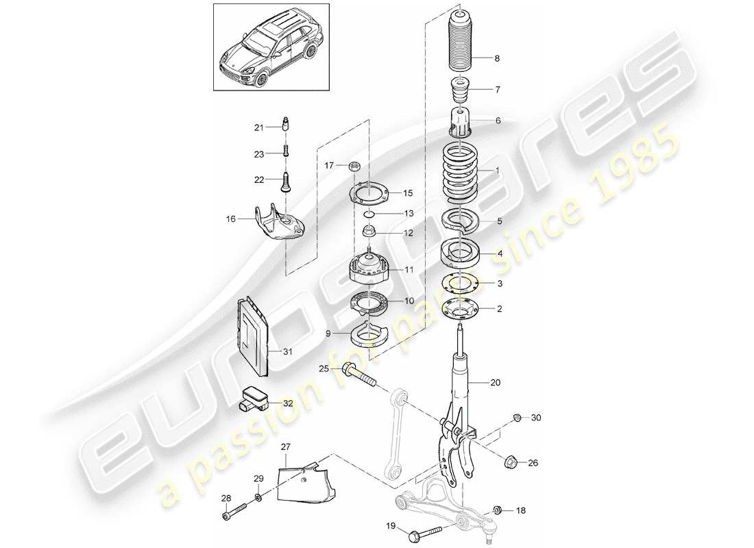 porsche cayenne e2 (2011) suspension part diagram