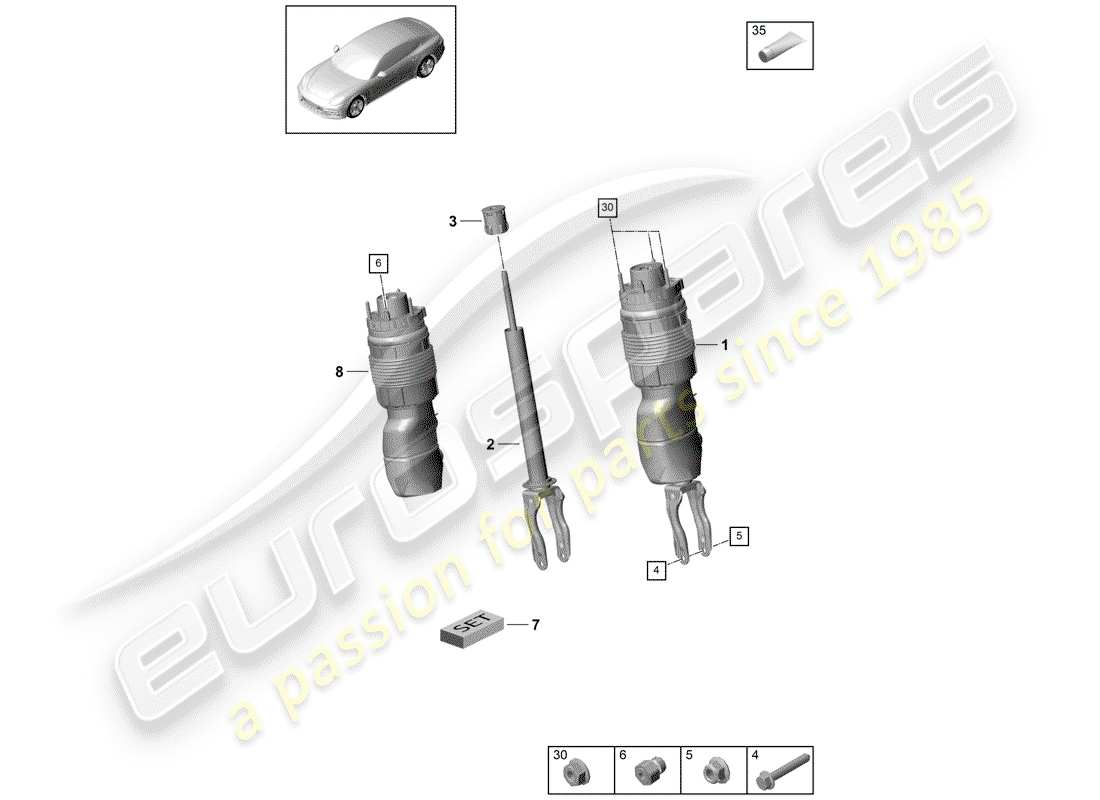 porsche panamera 971 (2017) air spring parts diagram