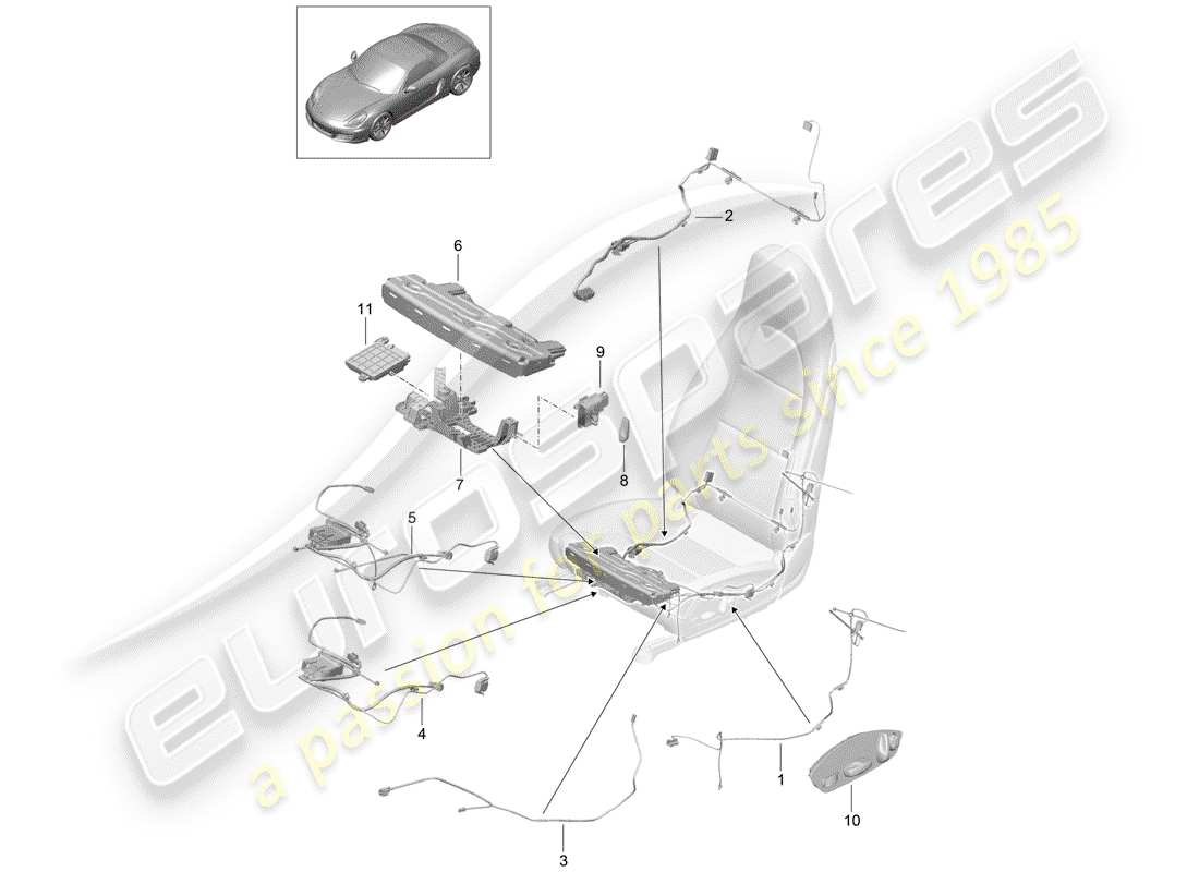 porsche 718 boxster (2019) wiring harnesses part diagram