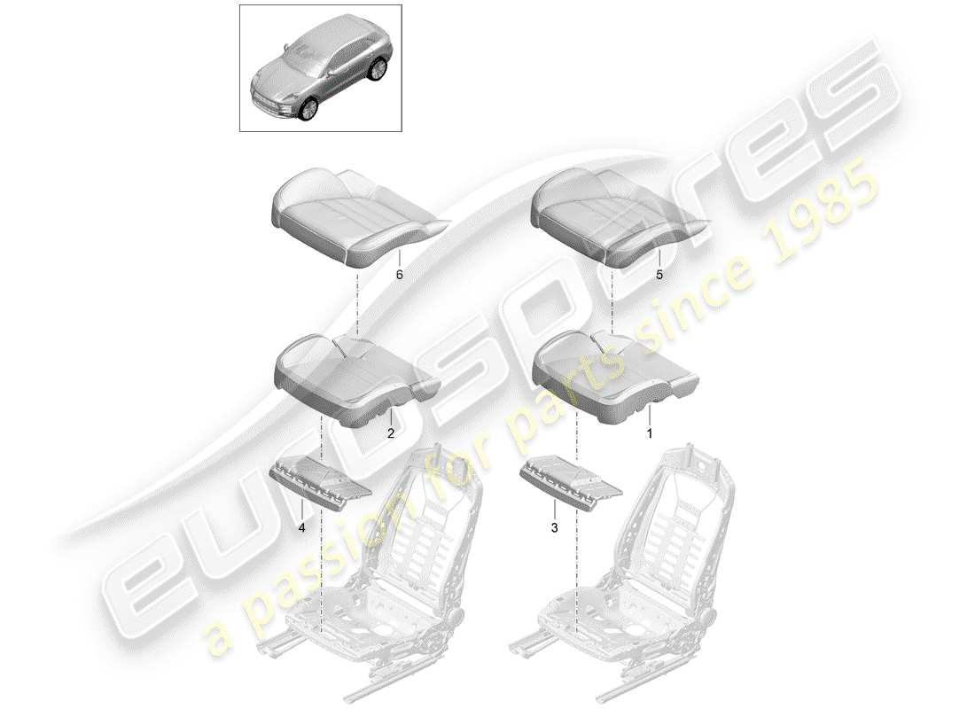 porsche macan (2019) foam part part diagram