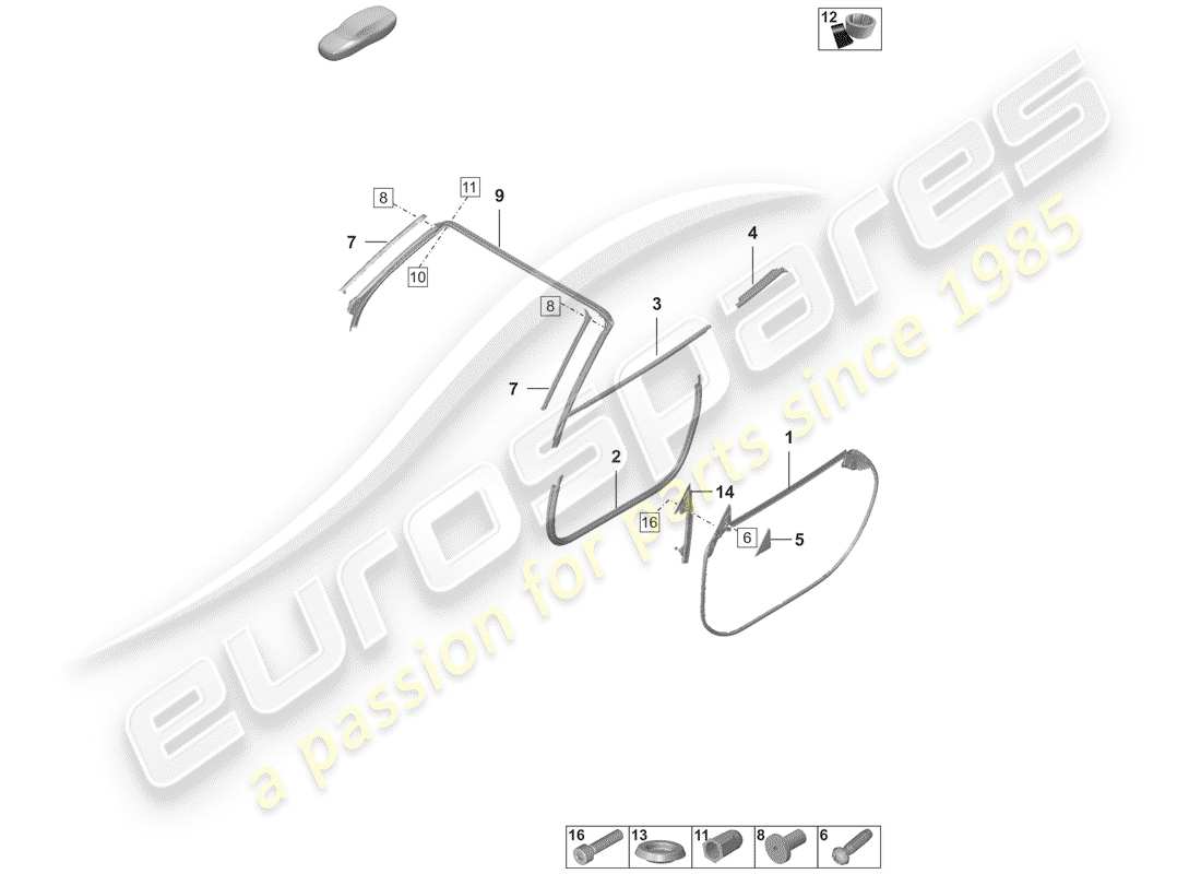 porsche 2020 door seal part diagram