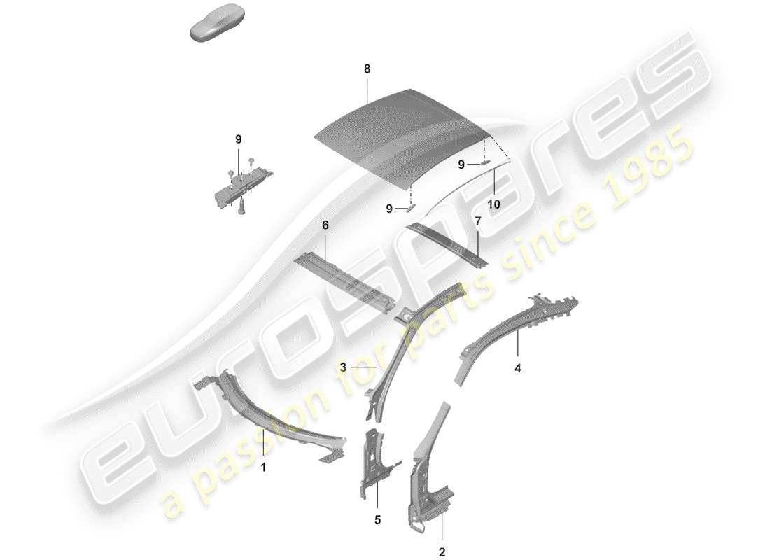 porsche 2020 roof part diagram