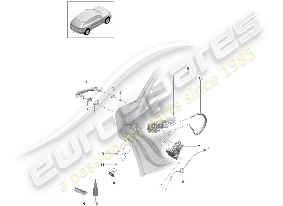 porsche macan (2014) door latches part diagram