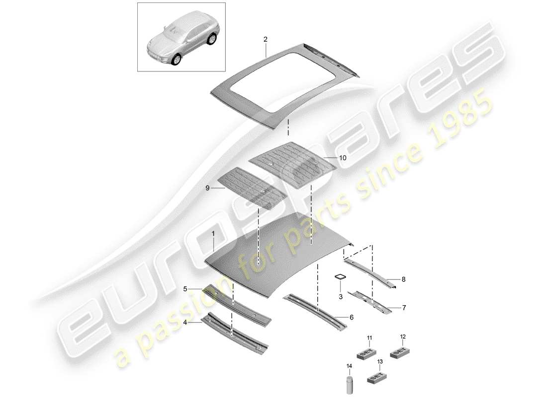 porsche macan (2014) roof part diagram