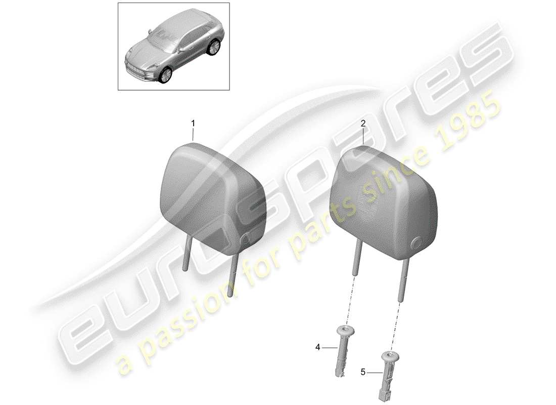 porsche macan (2020) headrest part diagram