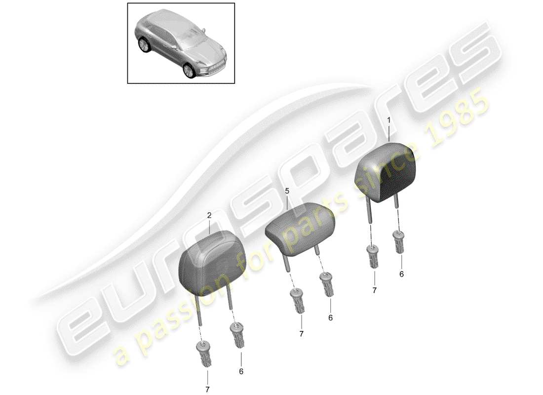 porsche macan (2019) headrest part diagram