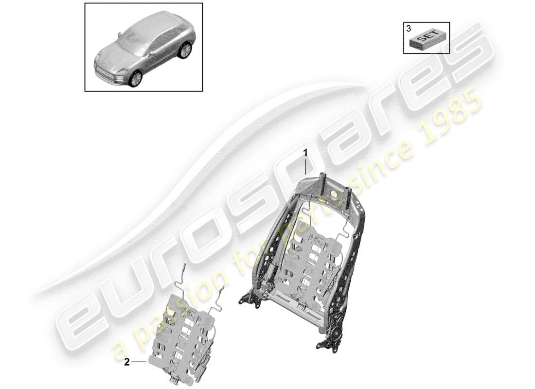 porsche macan (2019) frame - backrest part diagram