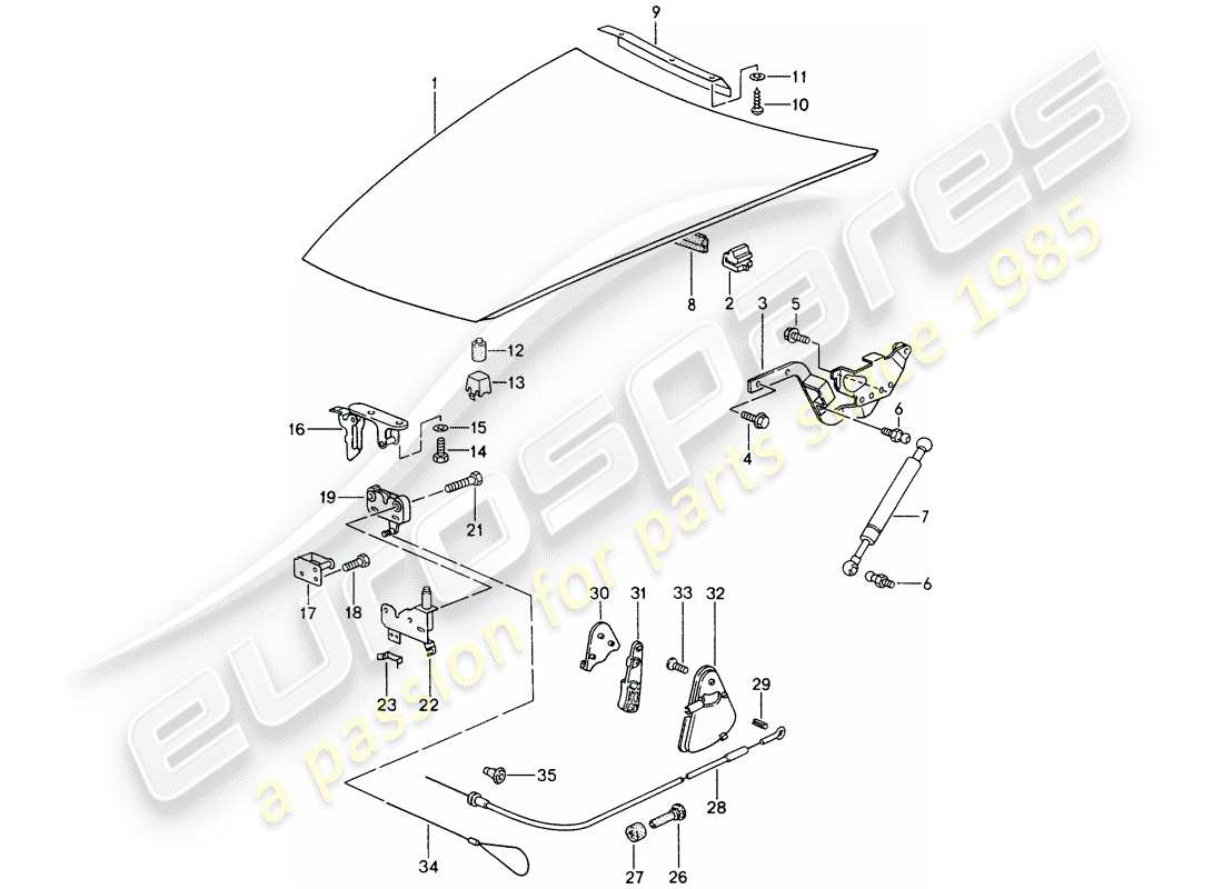 porsche 968 (1992) cover - actuator part diagram