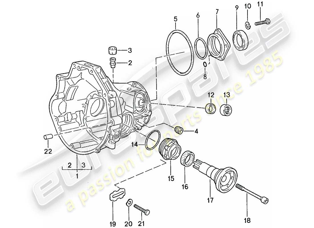 porsche 944 (1991) replacement transmission - final drive housing - for - automatic transmission - d >> - mj 1989 part diagram