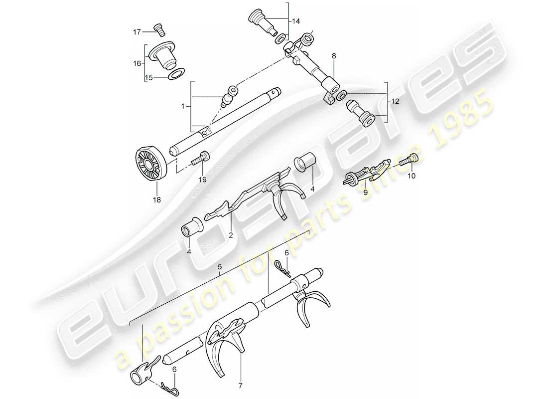 porsche boxster 987 (2007) manual gearbox part diagram