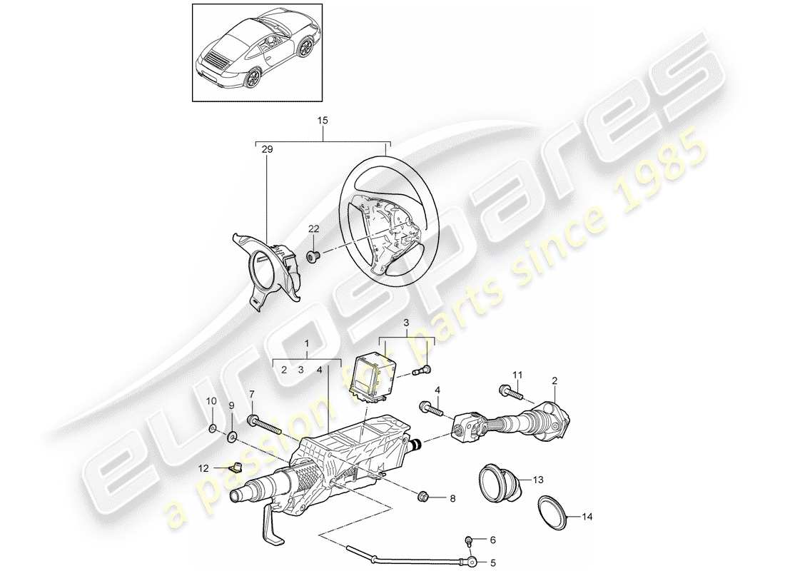 porsche 911 t/gt2rs (2013) steering protective pipe part diagram