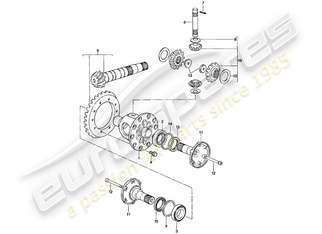 porsche 924 (1985) differential - manual gearbox - vq vr uv md - me mf mb mx - d - mj 1981>> part diagram