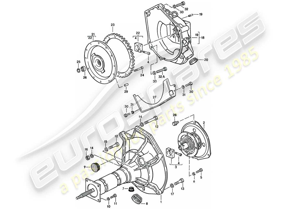 porsche 944 (1982) central tube - automatic transmission part diagram