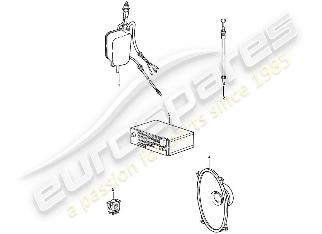 porsche 911 (1986) radio unit - installation parts part diagram