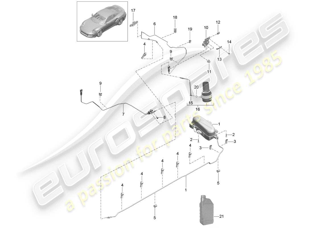 porsche 991 turbo (2020) self levelling system part diagram