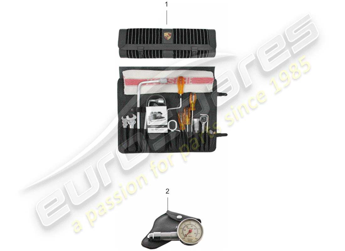 porsche classic accessories (2018) tool kit bag part diagram