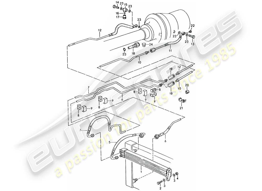 porsche 928 (1992) automatic transmission - atf cooler - atf lines part diagram