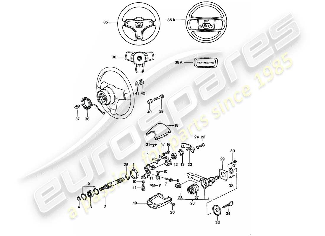 porsche 911 (1984) steering parts part diagram