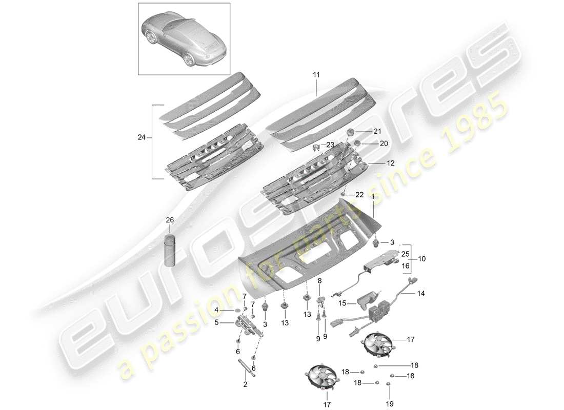 porsche 991 (2016) cover part diagram