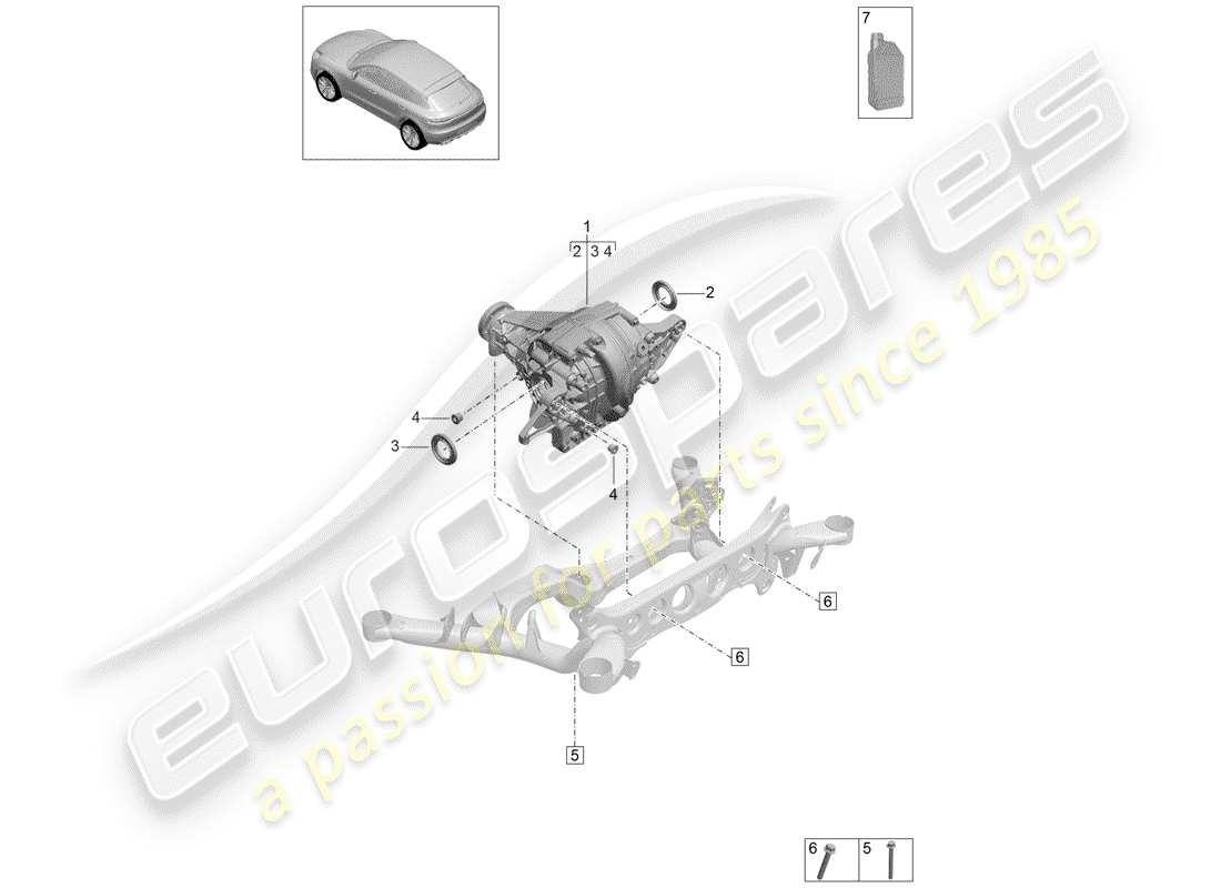 porsche macan (2020) rear axle differential part diagram