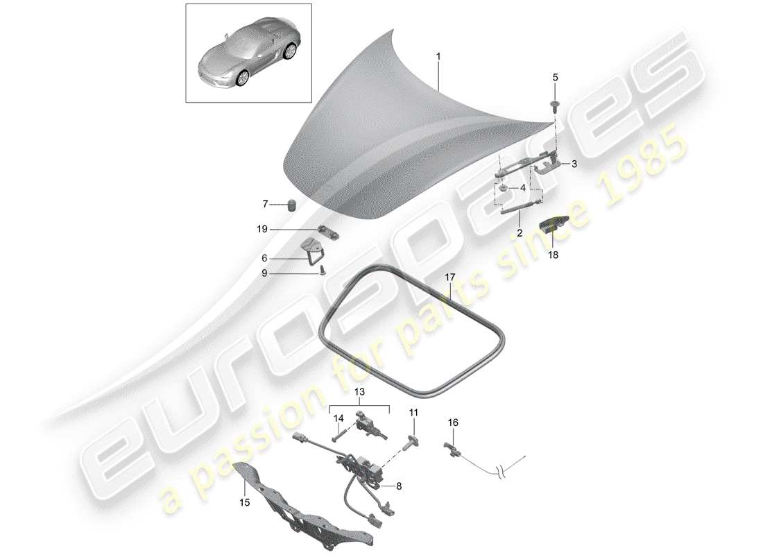 porsche boxster spyder (2016) cover part diagram