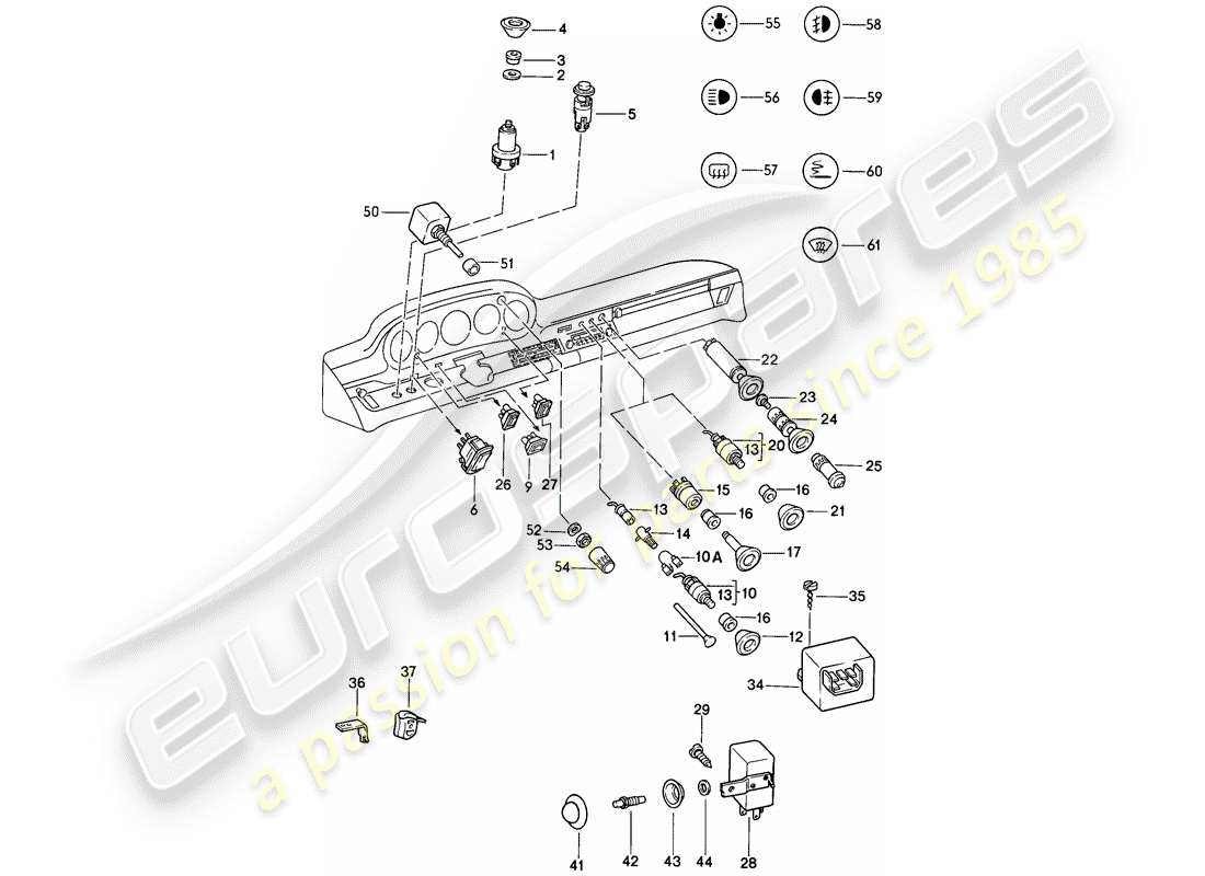 porsche 911 (1986) switch - relay - d >> - mj 1985 part diagram