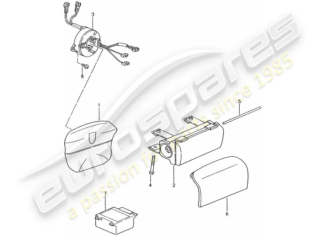 porsche boxster 986 (1997) airbag part diagram