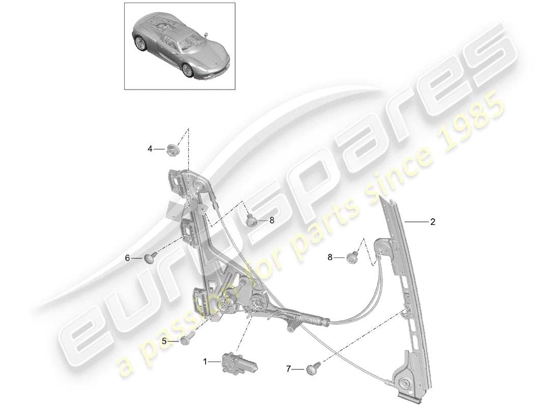 porsche 918 spyder (2015) window regulator part diagram