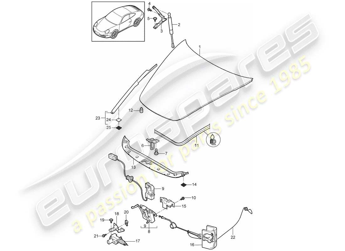 porsche 997 gen. 2 (2012) cover part diagram