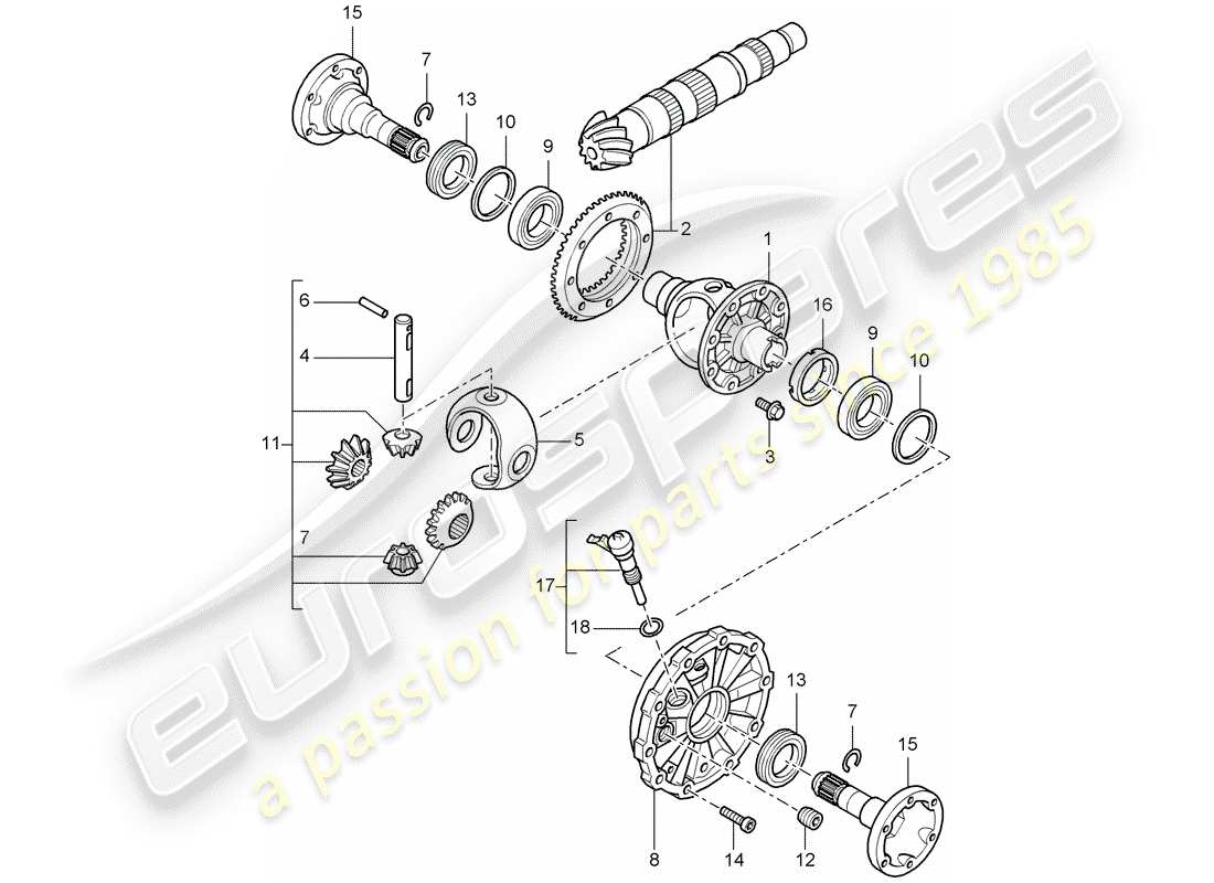 porsche cayman 987 (2008) differential part diagram