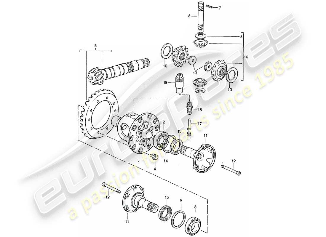 porsche 944 (1990) differential - for - manual gearbox part diagram