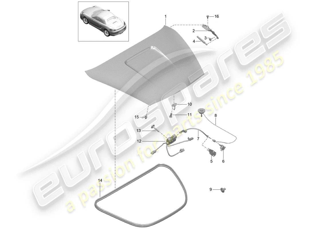 porsche boxster 981 (2016) cover part diagram