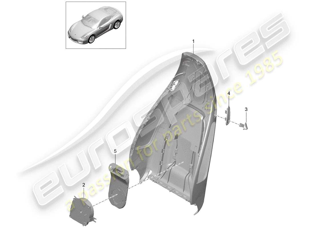 porsche cayman 981 (2015) backrest shell part diagram