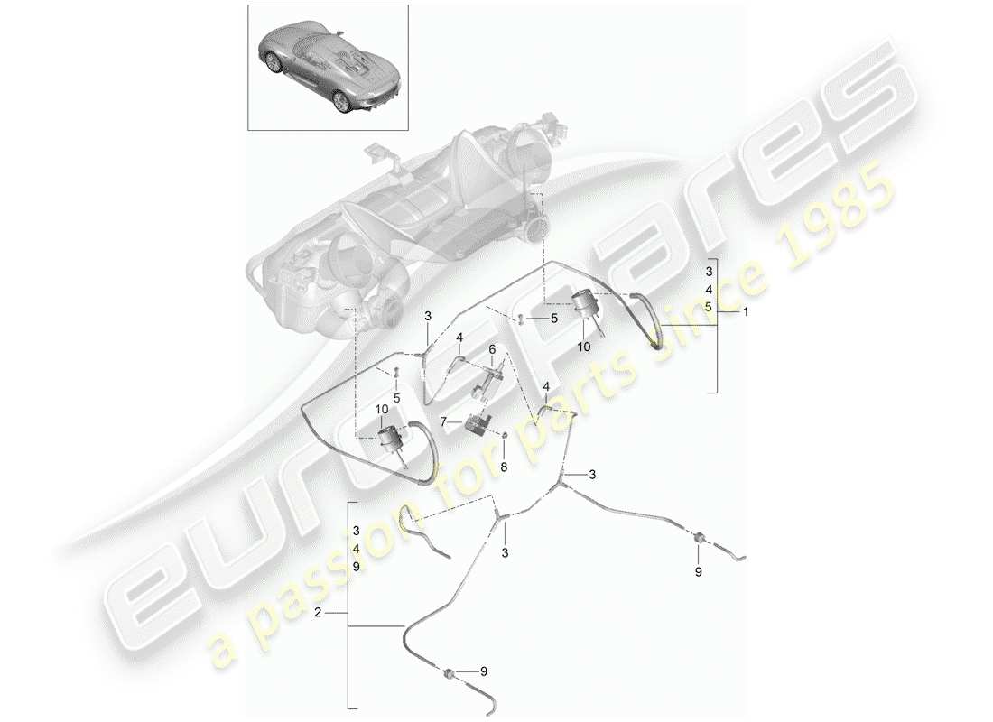 porsche 918 spyder (2015) exhaust system part diagram