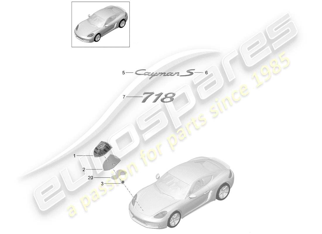 porsche 718 cayman (2017) moldings part diagram