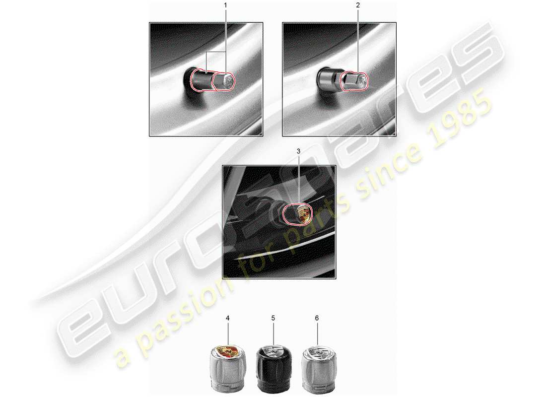 porsche tequipment catalogue (2011) valve cap for part diagram