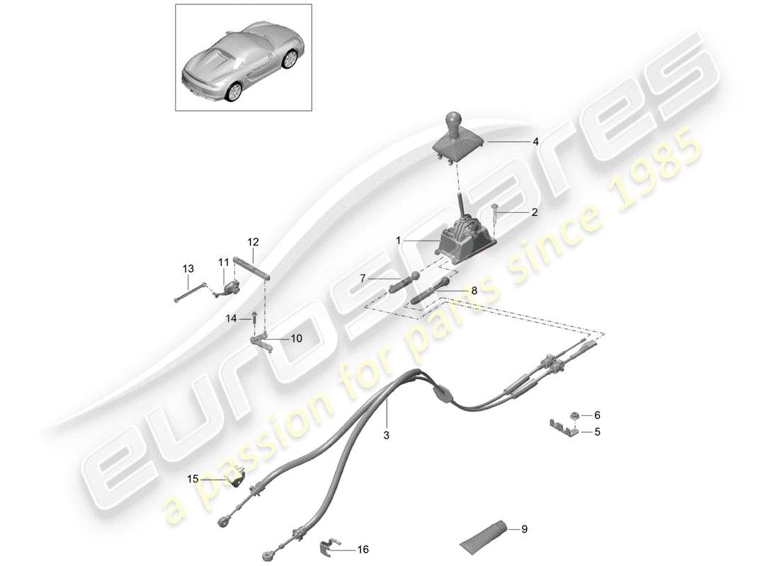 porsche boxster spyder (2016) transmission control part diagram