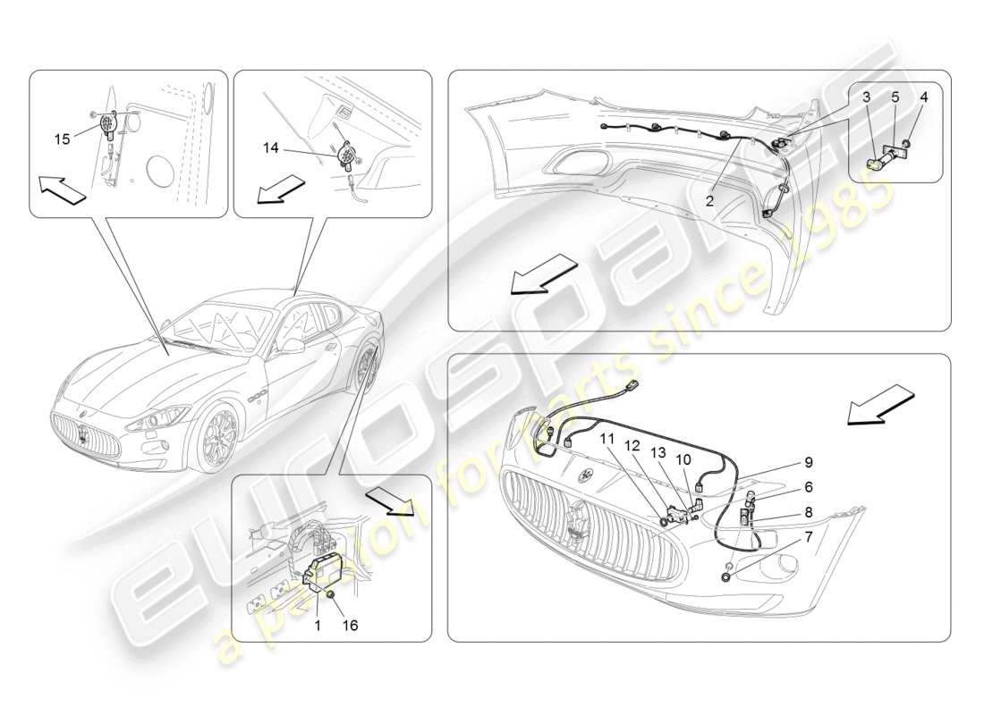 maserati granturismo (2008) parking sensors part diagram