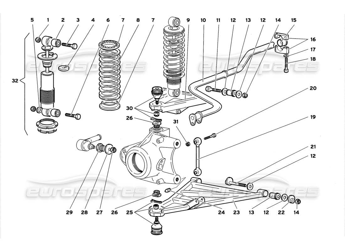 lamborghini diablo gt (1999) front suspension part diagram